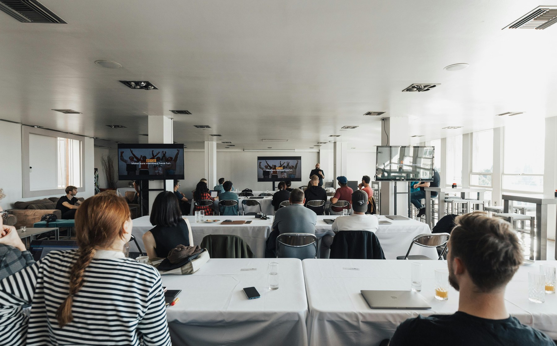 People attending a professional business presentation